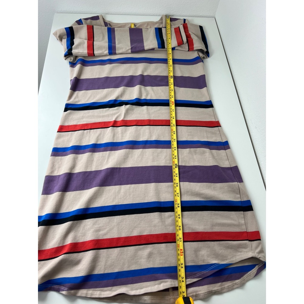 Lole Organic Cotton Striped Dress Open Back‎ Long Sleeve Stretch Size M Boho - Picture 6 of 8